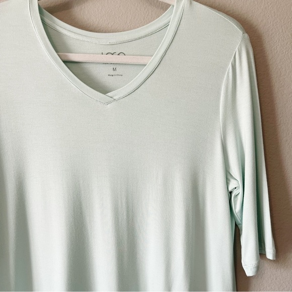 LOGO by Lori Goldstein 3/4 Sleeve Mint Green Tunic w/ Chiffon Trim Size Medium - Picture 2 of 7